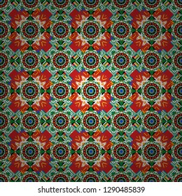 Modern stylish vector colorful texture. Seamless pattern abstract background with random size squares. A mosaic of squares in white, orange and green colors.