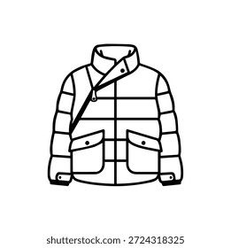 Moderna chaqueta de invierno con estilo con cuello alto y detalles de bolsillo Ilustración vectorial de silueta de moda para la temporada de frío