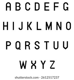 Modern Stylized Alphabet Design Featuring Geometric Letterforms with Minimalist and Unique Variations on Classic Latin Characters