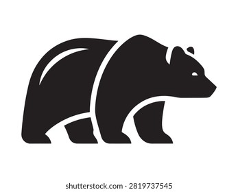 Modern stylized bear walking silhouette icon with wildlife silhouette wilderness predator creature