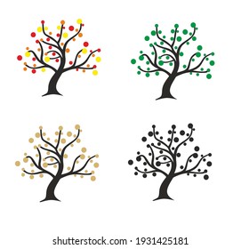 MODERN STYLIZED COLORFUL TREE SYMBOL WITH COLOR LEAVES