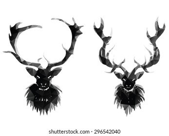 Modern stylized deer silhouette made from polygons.