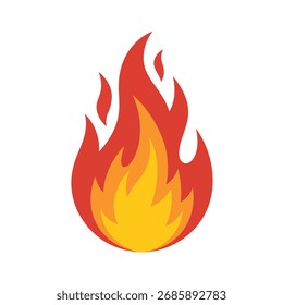Ilustração moderna da chama estilizada com curvas suaves e cores brilhantes, isolada no fundo branco. Perfeito para design de logotipo, conceitos de energia e projetos criativos.