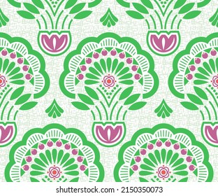 Modern stylized floral geometric with texture represents blooming spring nature, greenery, plant life, growing plants, lush green vegetation in summer. For variety of print projects and digital realm.