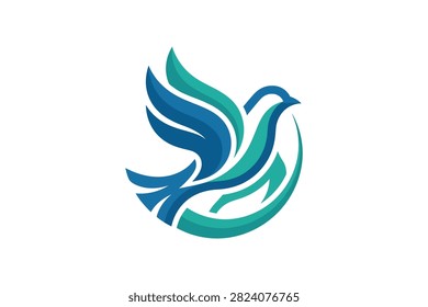 Modern stylized flying bird logo with blue and teal gradient wings on white background