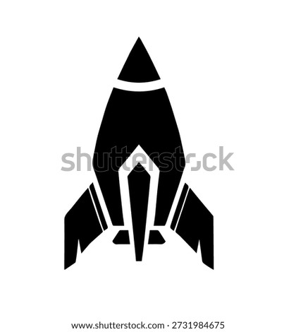 Modern Stylized Geometric Rocket Ship Icon, Futuristic Minimalist Spaceship Logo Design, Bold Abstract Launch Vehicle Symbol for Innovation