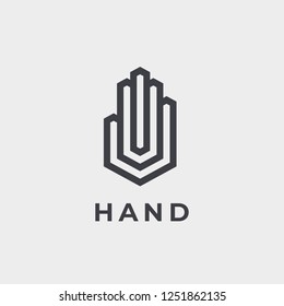 Modern stylized hand line logo