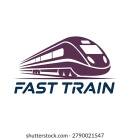 Modern stylized highspeed train graphic with the words fast train below