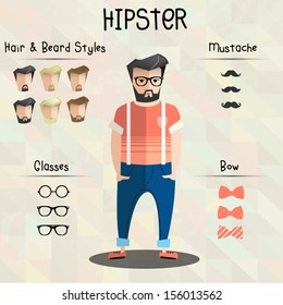 Modern Stylized Hipster Character Set