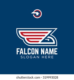 Modern, stylized image of a Falcon. Template for a transport company logo or sports team.