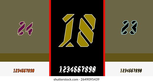 Números de Jersey Estilizados Modernos | Dígitos vetoriais editáveis para design de roupas esportivas
bold número da camisa de esportes definido com estilo futurista. Perfeito para uniformes de equipe, 
projetos de esportes eletrônicos e streetwear. Editável