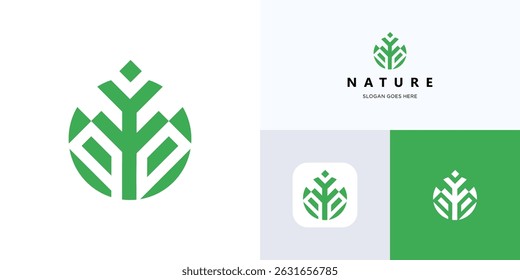 Folha estilizada moderna com ícone de logotipo geométrico ilustração vetorial de design editável, símbolo de ideia criativa folhas verdes de natureza para crescimento e negócio de identidade ambiental ou de marca