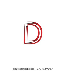 Logotipo de Vector estilizado moderno de la letra D con la flecha roja y los trazos Urbanas del cepillo del graffiti para la marca de los deportes y la identidad de la ropa de calle