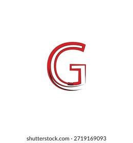 Logotipo moderno estilizado del Vector de la letra G con la flecha roja y los trazos Urbanas del cepillo del graffiti para la marca de los deportes y la identidad de la ropa de calle