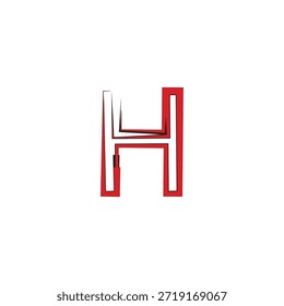 Logotipo moderno estilizado del Vector de la letra H con la flecha roja y los trazos Urbanas del cepillo del graffiti para la marca de los deportes y la identidad de la ropa de calle