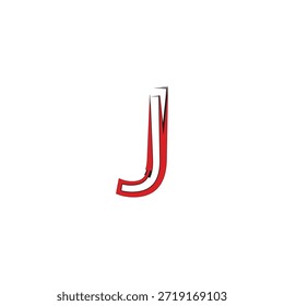 Logotipo moderno estilizado del Vector de la letra J con la flecha roja y los trazos Urbanas del cepillo del graffiti para la marca de los deportes y la identidad de la ropa de calle