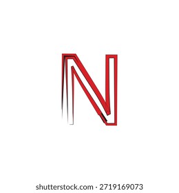 Logotipo moderno estilizado del Vector de la letra N con la flecha roja y los trazos Urbanas del cepillo del graffiti para la marca de los deportes y la identidad de la ropa de calle