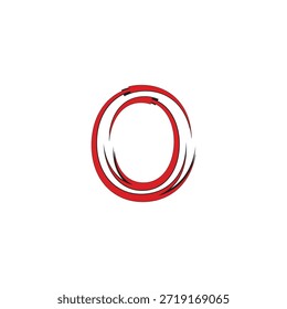 Logotipo moderno estilizado del Vector de la letra O con la flecha roja y los trazos Urbanas del cepillo del graffiti para la marca de los deportes y la identidad de la ropa de calle