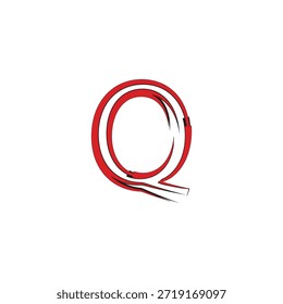 Logotipo de Vector moderno estilizado de la letra Q con la flecha roja y los trazos Urbanas del cepillo del graffiti para la marca de los deportes y la identidad de la ropa de calle