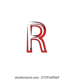 Logotipo moderno estilizado del Vector de la letra R con la flecha roja y los trazos Urbanas del cepillo del graffiti para la marca de los deportes y la identidad de la ropa de calle