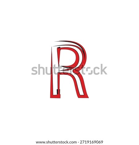 Modern Stylized Letter R Vector Logo with Red Arrow and Urban Graffiti Brush Strokes for Sports Branding and Streetwear Identity