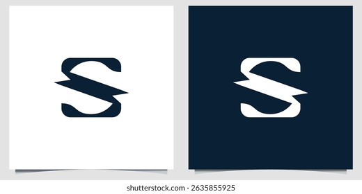 Modern stylized letter S logo design with geometric shapes in two color version