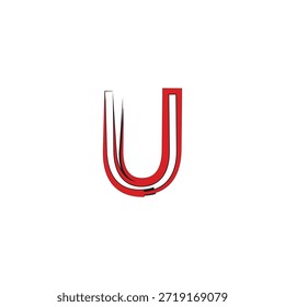 Logotipo moderno estilizado del Vector de la letra U con la flecha roja y los trazos Urbanas del cepillo del graffiti para la marca de los deportes y la identidad de la ropa de calle