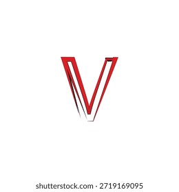Logotipo moderno estilizado del Vector de la letra V con la flecha roja y los trazos Urbanas del cepillo del graffiti para la marca de los deportes y la identidad de la ropa de calle