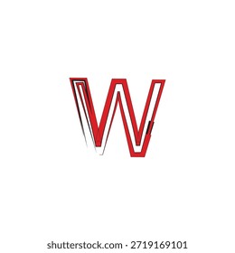 Logotipo moderno estilizado del Vector de la letra W con la flecha roja y los trazos Urbanas del cepillo del graffiti para la marca de los deportes y la identidad de la ropa de calle