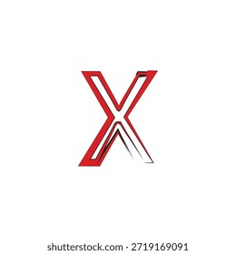 Logotipo de Vector estilizado moderno de la letra X con la flecha roja y los trazos Urbanas del cepillo del graffiti para la marca de los deportes y la identidad de la ropa de calle