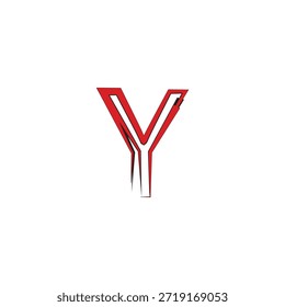 Modern Stylized Letter Y Vector Logo with Red Arrow and Urban Graffiti Brush Strokes for Sports Branding and Streetwear Identity