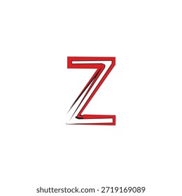 Logotipo de Vector moderno estilizado de la letra Z con la flecha roja y los trazos Urbanas del cepillo del graffiti para la marca de los deportes y la identidad de la ropa de calle