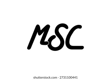 Diseño moderno y estilizado del logotipo de MSC en la fuente negra atrevida, perfecta para la marca, la identidad y el uso digital