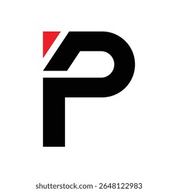 Modern Stylized P Logo Design with Black and Red Color Scheme.