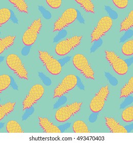 Modern stylized pineapples seamless pattern. For fabric textile, print design