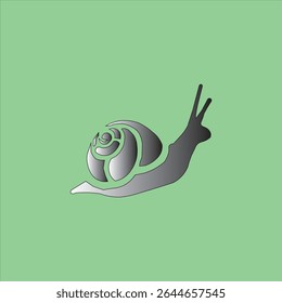 Modern stylized snail icon with a metallic silver gradient. The unique shell is designed in an elegant, rose-like spiral. This symbol represents slowness, patience, and steady progress. Vector illustr