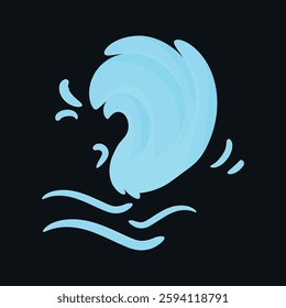 A modern and stylized vector illustration of an ocean wave with a split background in black and purple. The wave is depicted in a dynamic, abstract form with fluid motion, making it ideal and creative