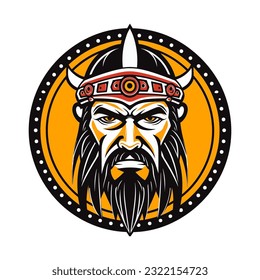 A modern and stylized Viking head vector clip art illustration, blending traditional elements with contemporary aesthetics, an excellent choice for apparel brands and graphic designs