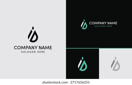 Concepto de logotipo inicial de gota de agua estilizada moderna