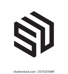 
Modern SU letter logo with hexagon shapes and unique monogram design.







