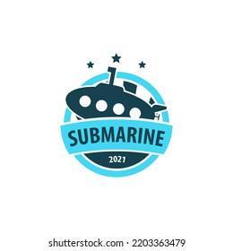 Modern Submarine Logo Badge Design Template