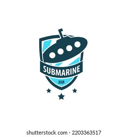 Modern Submarine Logo Badge Design Template