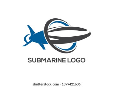Modern submarine logo design with blue and grey elements