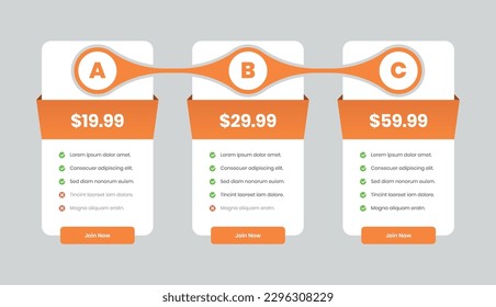 Lista moderna de comparación de precios de suscripción con formas abstractas y lista de comprobación