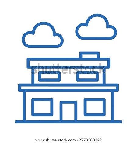 Modern suburban house with clouds icon building suburban residence property