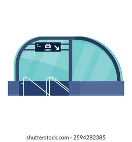 Modern subway entrance leading to underground transit with clear signage and minimalist design