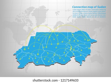 Modern of sudan Map connections network design, Best Internet Concept of sudan map business from concepts series, map point and line composition. Infographic map. Vector Illustration.
