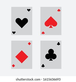 modern Suit of playing cards. element red and black color with gray card 
 