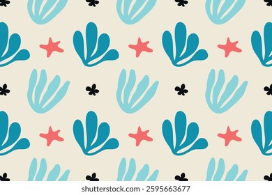 modern summer abstract seamless pattern, decorative background with hand drawn elements, cover, textile, fabric, packaging, clothing, wallpaper, cover, vector