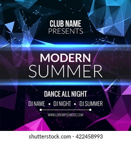 Modern Summer Club Music Party Template, Dance Party Flyer, brochure. Night Party Club sound Banner Poster